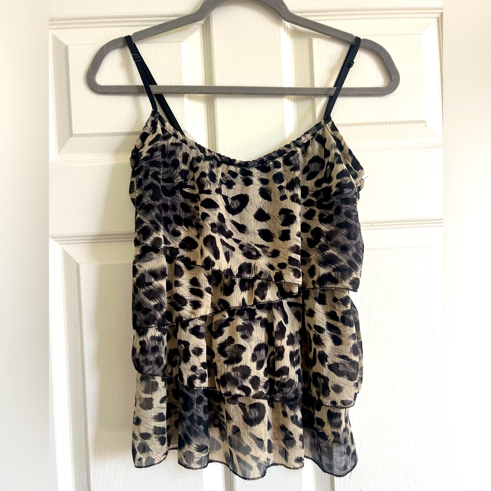 Leopard Print Camisole Black/Tan Tank Top - Size S